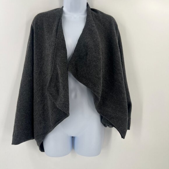 Vince Large L 100% Cashmere Drapey Cocoon Cardigan Gray Waterfall Open Front - Picture 8 of 10